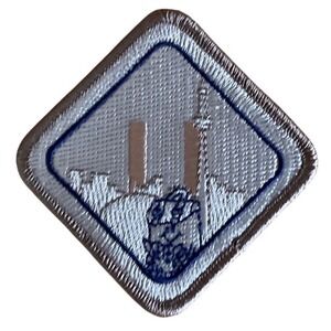 Vintage Girl Scouts Merit Badge NYC Skyline Twin Towers Retro Collectible